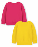 Trampoline Fleece Knit Full Sleeves Bee Mine & Cute & Kind Printed Winter Sweatshirt Pack Of 2 - Pink Yellow