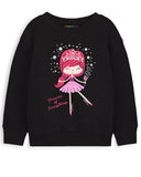 Trampoline Fleece Knit Full Sleeves Heart Printed Winter Sweatshirt Pack Of 2 - Black Pink
