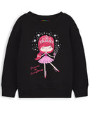 Trampoline Fleece Knit Full Sleeves Totally Awesome Printed Winter Sweatshirt Pack of 2 - Black Pink