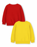 Trampoline Fleece Knit Full Sleeves Awesome & Cute & Kind Printed Winter Sweatshirt Pack Of 2 - Red Yellow