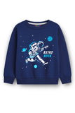 Trampoline Fleece Knit Full Sleeves Astro Rock Printed Winter Sweatshirt - Navy Blue
