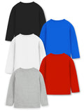 Trampoline Cotton Blend Knit Pack Of 5 Full Sleeves Typography Printed Tees - Multi Colour