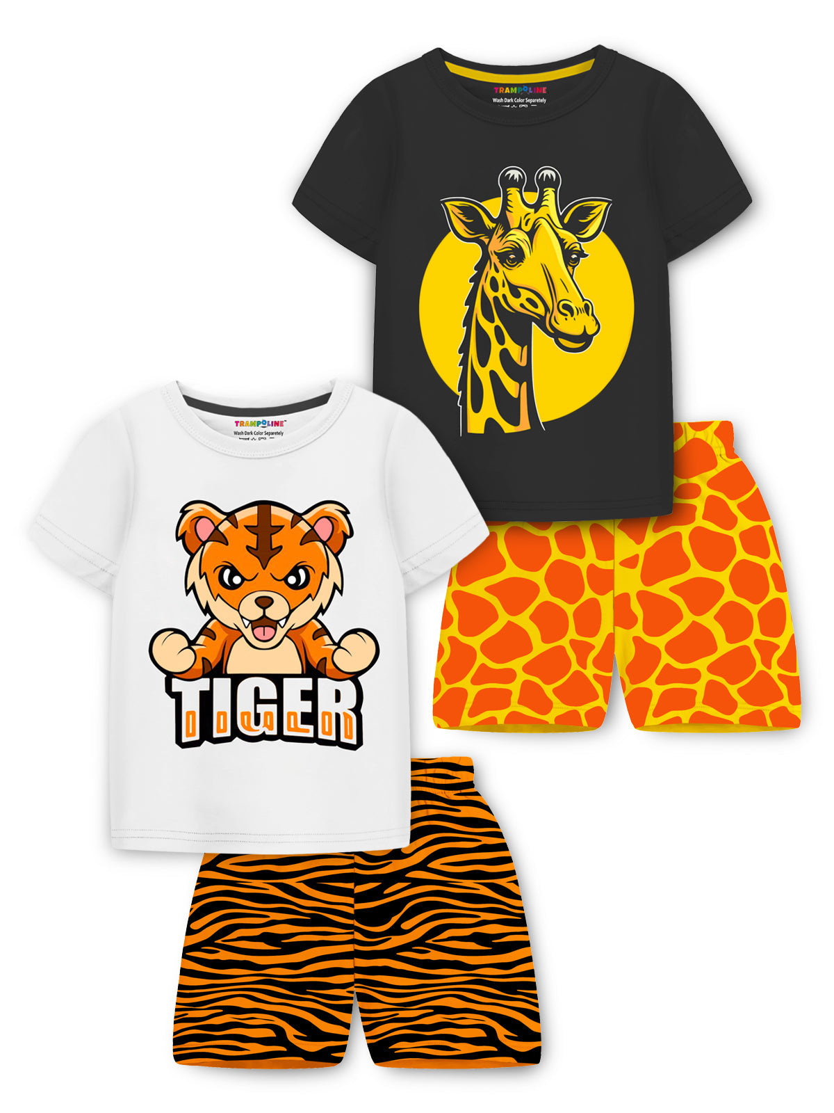 Trampoline Boys & Girls Graphic Printed T-shirt With Shorts (Pack of 2)