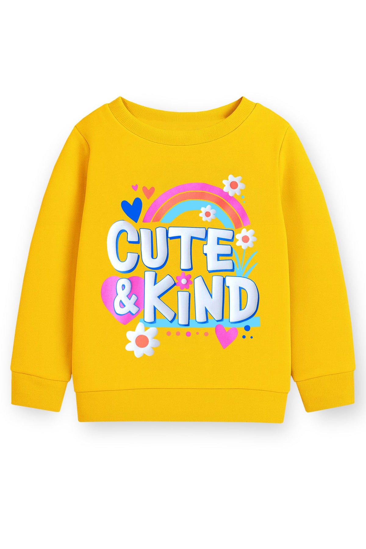 Trampoline Girls Yellow Graphic Print Pullover Fleece Sweatshirt