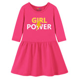 Trampoline Cotton Blend Knit Pack Of 2 Three Fourth Sleeves Girl Power Printed Dress - Pink & Black