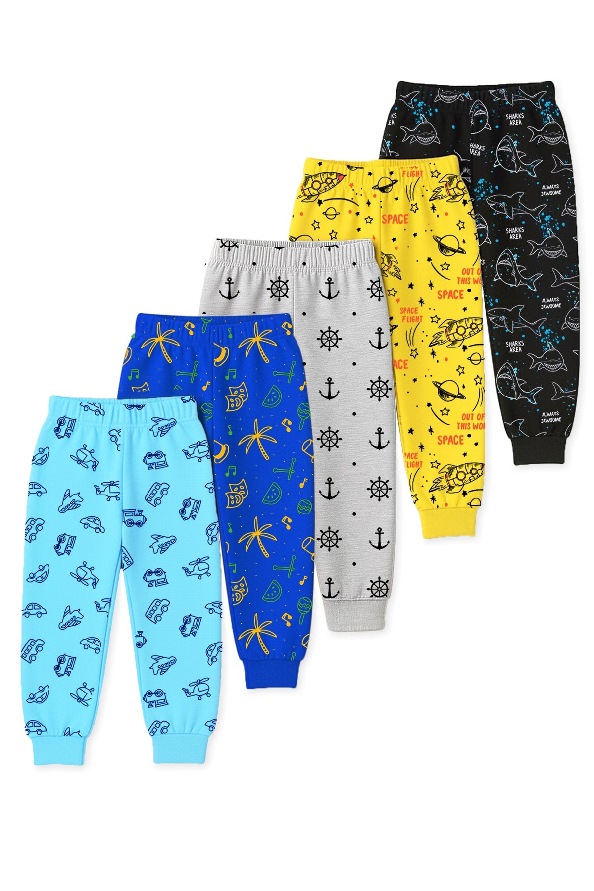 Trampoline Boys & Girls Pack of 5 Cotton Blend All Over Printed Pajamas