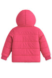 Trampoline Knit Full Sleeves Colorblock Puffer Winter Jacket With 2 Front Pockets - Pink & Grey