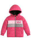 Trampoline Knit Full Sleeves Colorblock Puffer Winter Jacket With 2 Front Pockets - Pink & Grey
