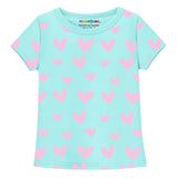 Trampoline Cotton Blend Knit Pack of 2 Half Sleeves Flamingo & Heart Printed T-shirt & Shorts Set - Multi Color