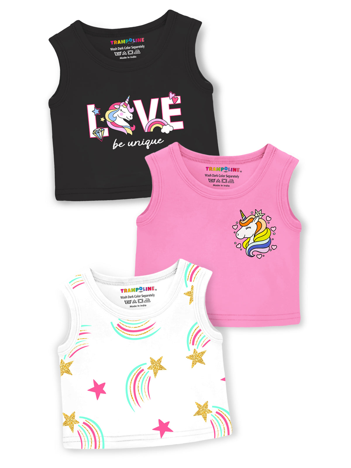 Trampoline Girls Graphic Printed Pack of 3 Crop Top