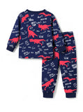 Trampoline Knit Terry Loop Dinosaur Printed Tee & Track Pant Set - Multicolor