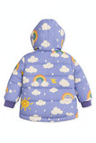 Trampoline Woven Full Sleeves All Over Rainbow & Cloud Printed Puffer Winter Jacket With 2 Front Pockets - Multi Colour