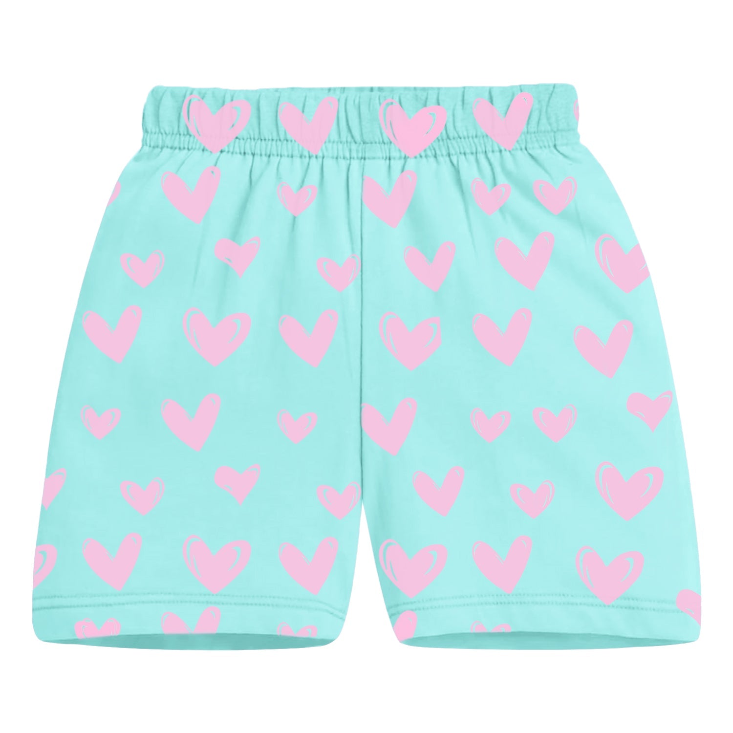 Trampoline Cotton Blend Knit Pack of 2 Half Sleeves Flamingo & Heart Printed T-shirt & Shorts Set - Multi Color