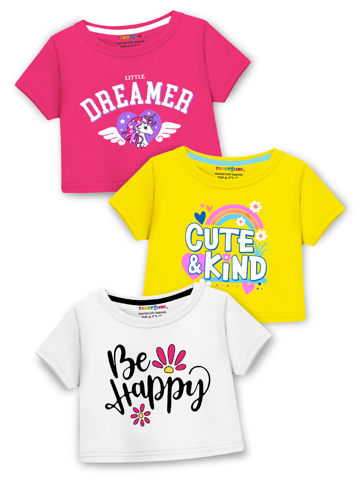Trampoline Girls Graphic Printed Pack of 3 Crop Top