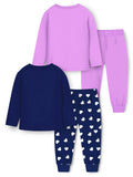 Trampoline Cotton Blend Knit Pack of 2 Full Sleeves Unicorn Printed T-shirt and Pyjama Set - Green & Pink