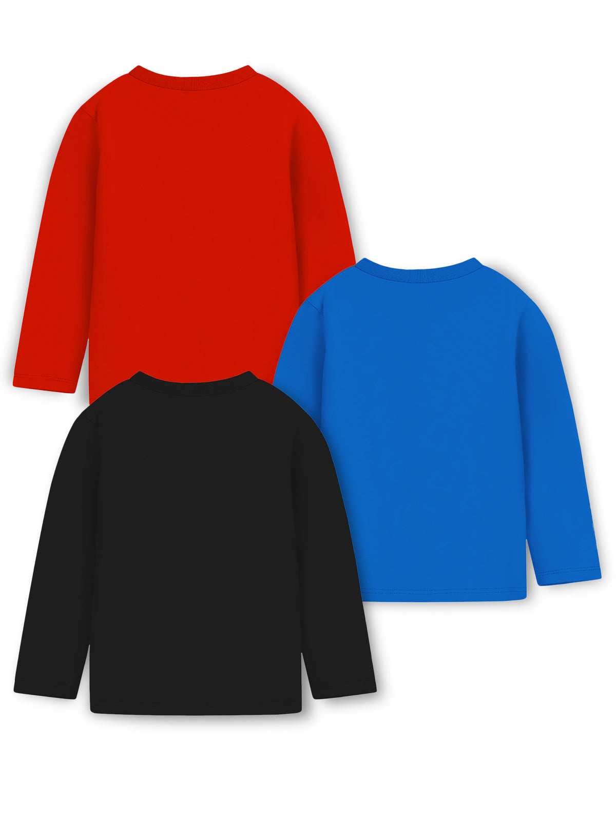 Trampoline Cotton Blend Knit Pack Of 3 Full Sleeves Text Printed Tees - Multi Colour
