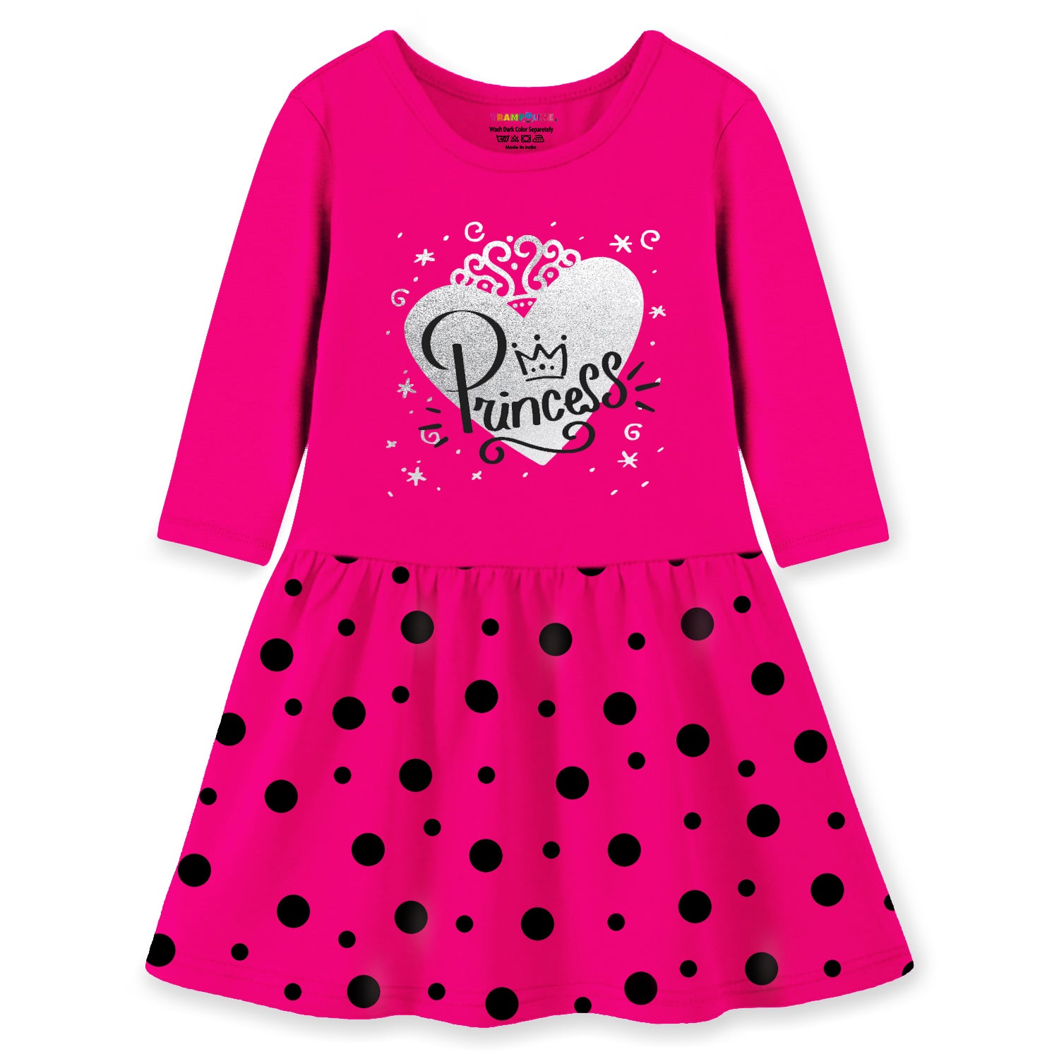 Trampoline Girls Midi Dress Combo | 3/4 Sleeve Cotton Dresses for Kids with Bright Prints | Everyday Comfort Meets Playful Style | Pack of 2
