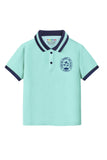 Trampoline Kids Cotton Blend Knit Half Sleeves Solid  Polo T-Shirt - Blue