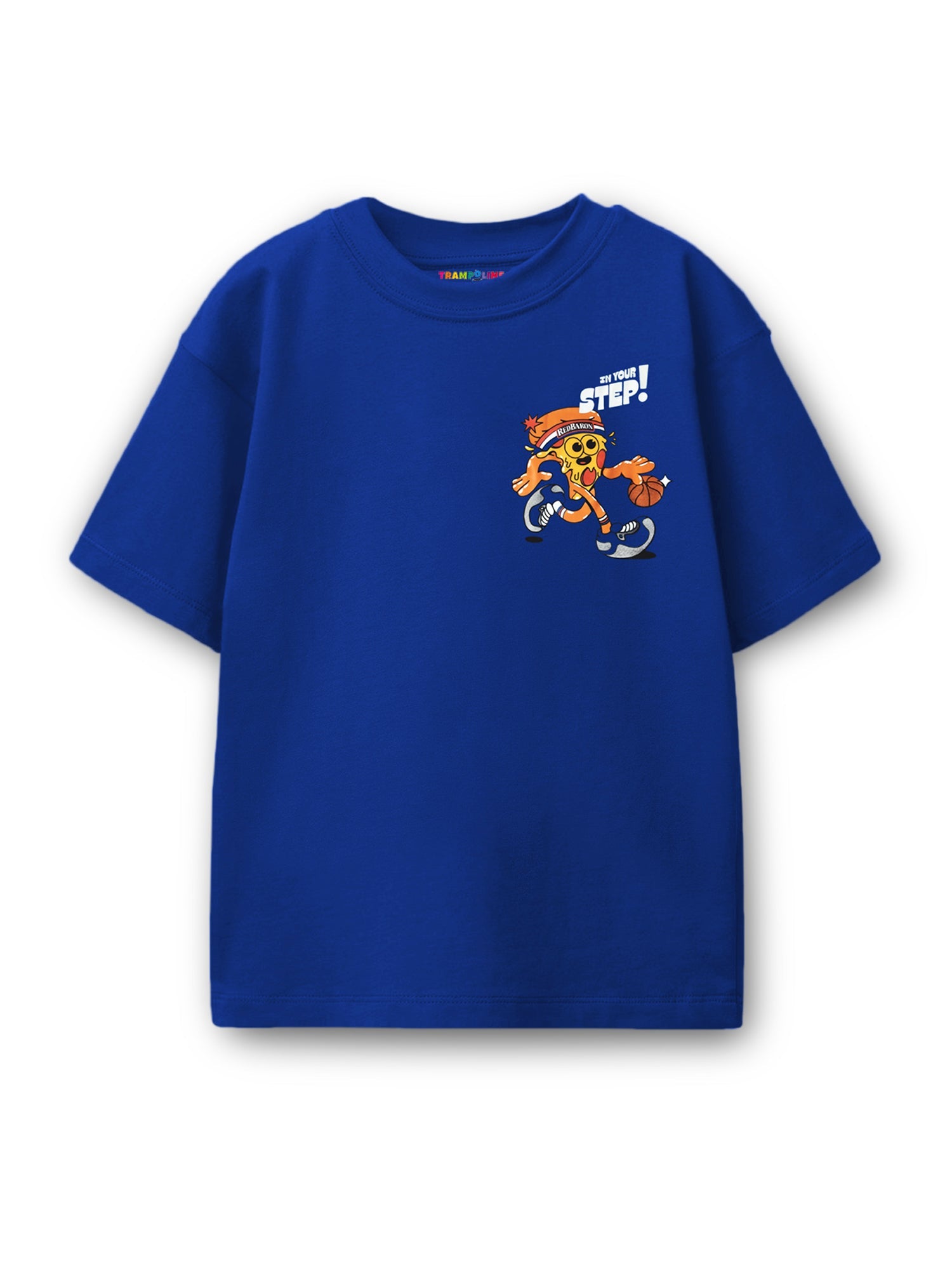 Trampoline Cotton Knit Pack Of 2 Half Sleeves Oversized T-Shirts With Bold Graphic Prints & Drop Shoulder - Blue & White