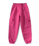 Trampoline Cotton Knit Terry Cargo Joggers With 4 Utility Pockets - Pink