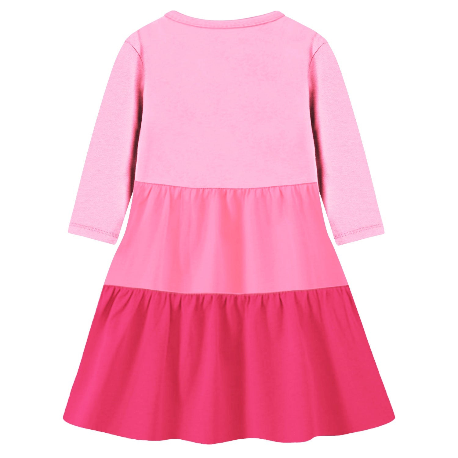 Trampoline Knit Three Fourth Sleeves Princess Printed Dress - Pink