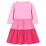 Trampoline Knit Three Fourth Sleeves Princess Printed Dress - Pink