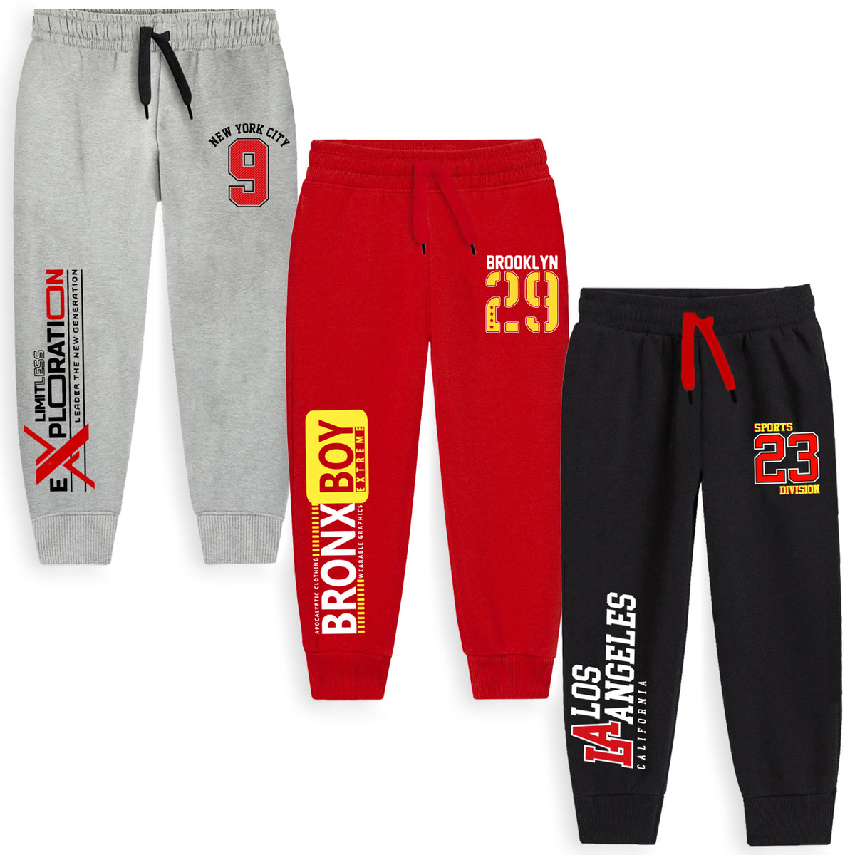 Trampoline Boys Printed Casual Track pant (Pack of 3)