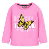 Trampoline Cotton Blend Knit Pack Of 5 Full Sleeves Butterfly & Unicorn Printed Tee - Multi Colour