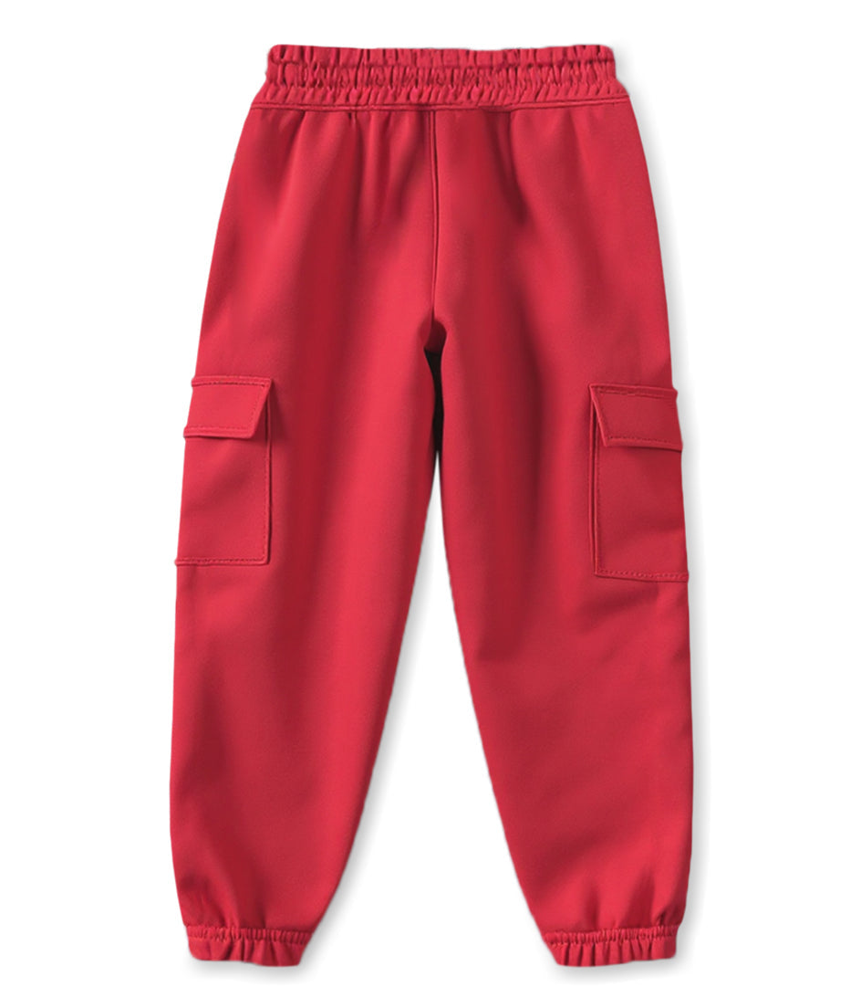 Trampoline Cotton Knit Terry Cargo Joggers With 4 Utility Pockets - Red