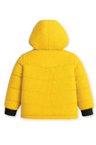 Trampoline Knit Full Sleeves Solid Puffer Winter Jacket With 2 Front Pockets - Yellow