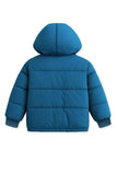 Trampoline Knit Full Sleeves Colorblock Puffer Winter Jacket With 2 Front Pockets - Blue & Yellow