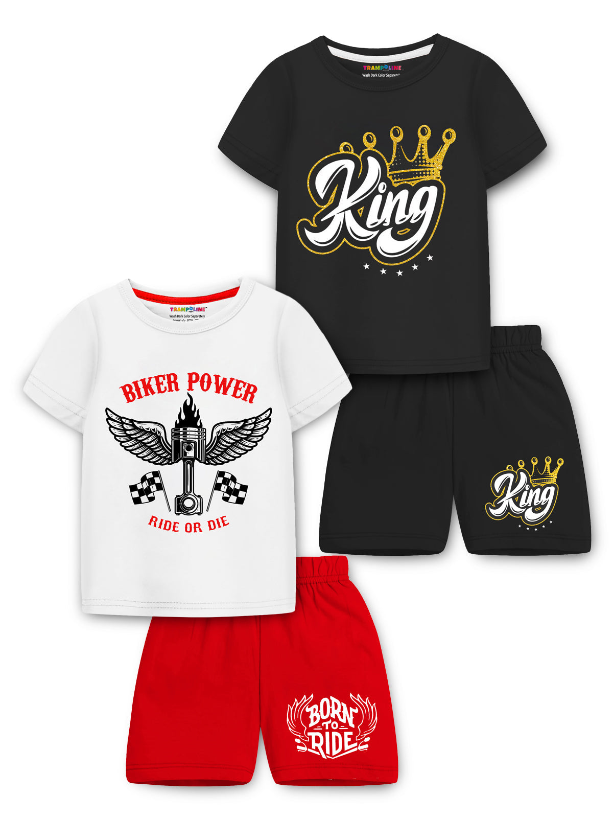 Trampoline Boys Printed T-shirt & Short Set Pack of 2