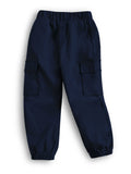 Trampoline Woven Cotton Solid Cargo Trousers - Navy Blue