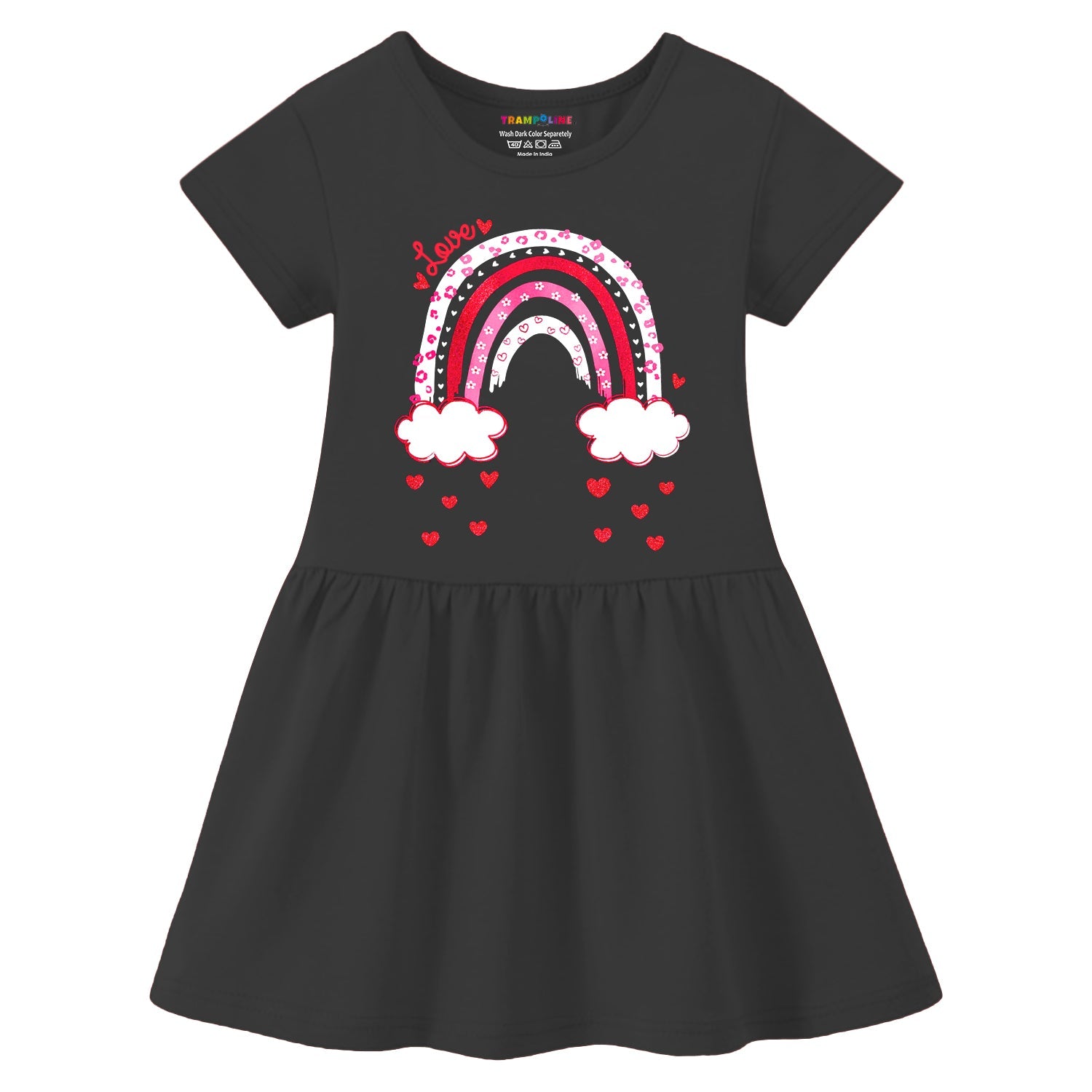 Trampoline Girls Midi Dress Combo | Half Sleeve Cotton Blend Dresses with Fun Prints | Soft & Stylish Everyday Outfits for Kids | Pack of 2