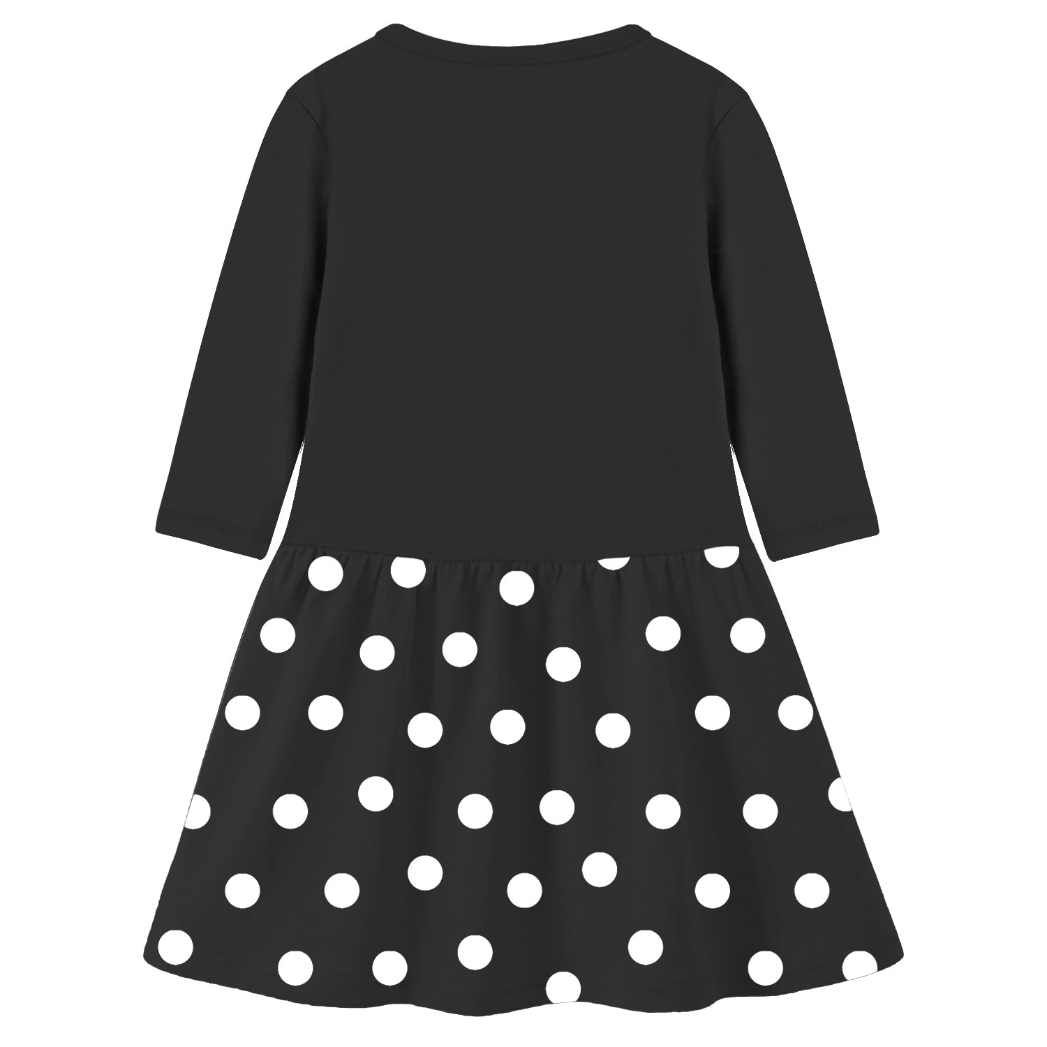 Trampoline Knit Three Fourth Sleeves Bow Printed Dress - Black