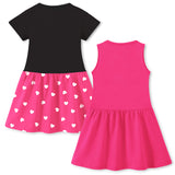 Trampoline Girls Midi Dress Combo | Half Sleeve Cotton Dresses with Fun Prints | Soft & Stylish Everyday Outfits for Kids | Pack of 2