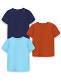 Trampoline Cotton Blend Knit Half Sleeves Pack Of 3 Typography Printed Tees - Multi Colour