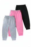 Trampoline Cotton Blend Knit  Pack of 3 Trackpants with Side Stripes - Multi Colour
