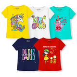 Trampoline Girls Half Sleeves Regular Fit T-Shirt (Pack of 5)